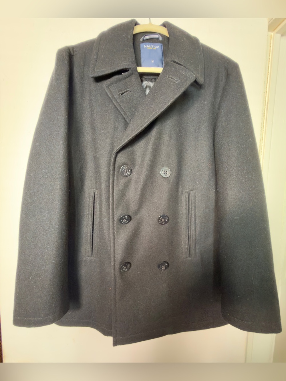 Nautica Black Double-Breasted Wool Peacoat for men Sz M